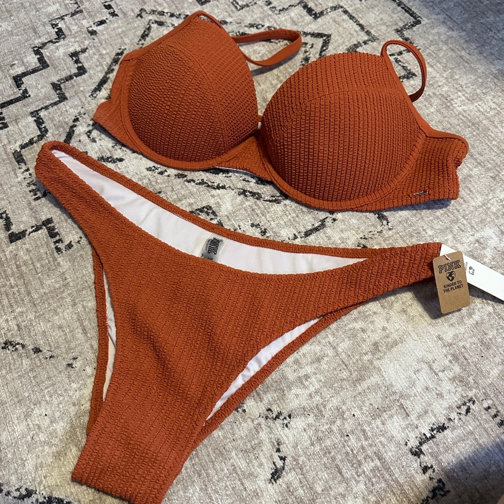 PINK Victoria's Secret Burnt Orange Bikini Set